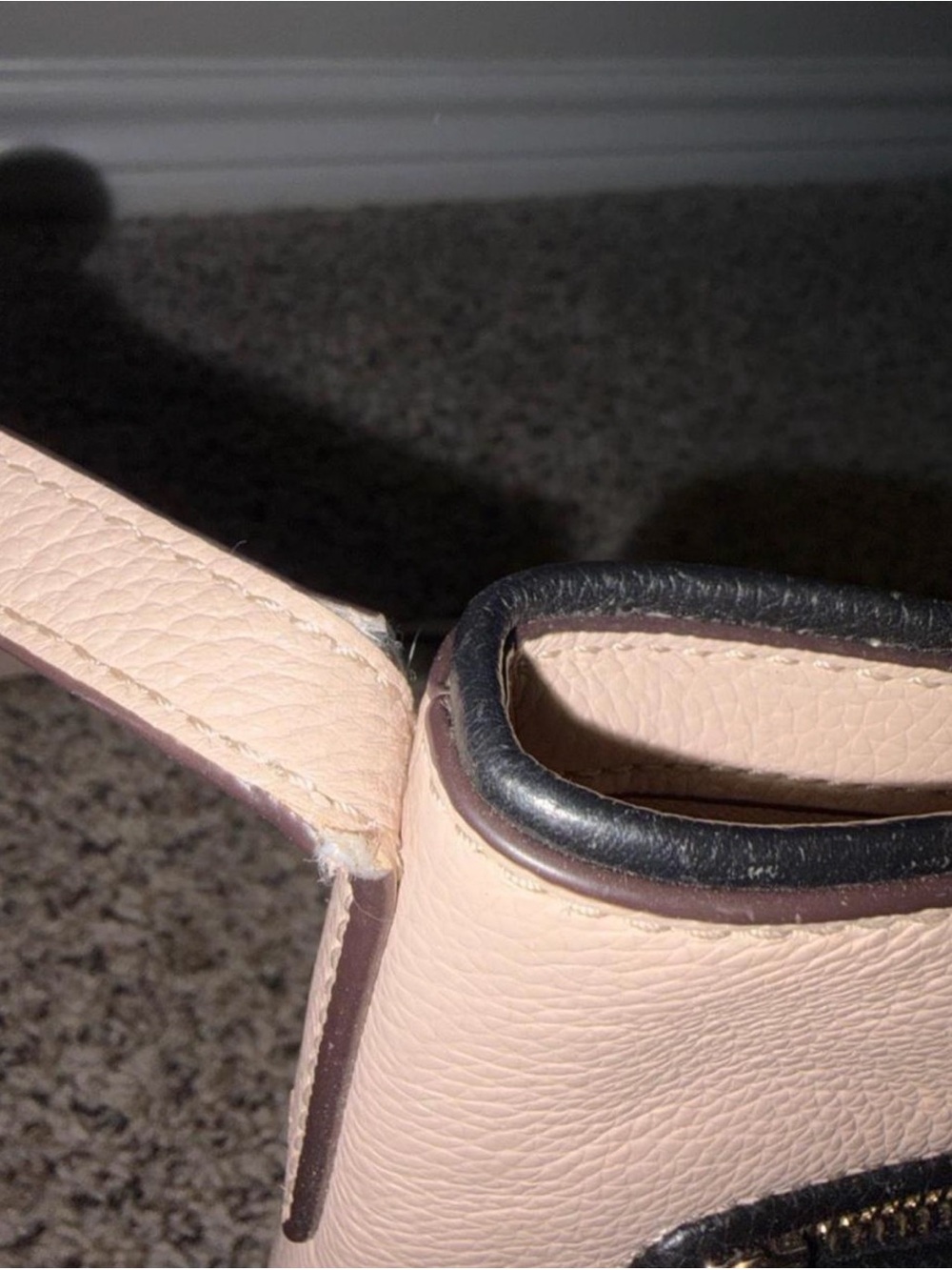 kate spade blush pink pebbled leather crossbody with black tassel - Picture 6 of 6